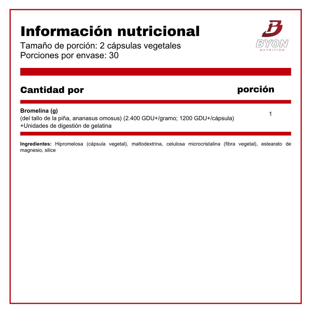 Bromelaina 500mg 50 veggie caps - Byon Nutrition