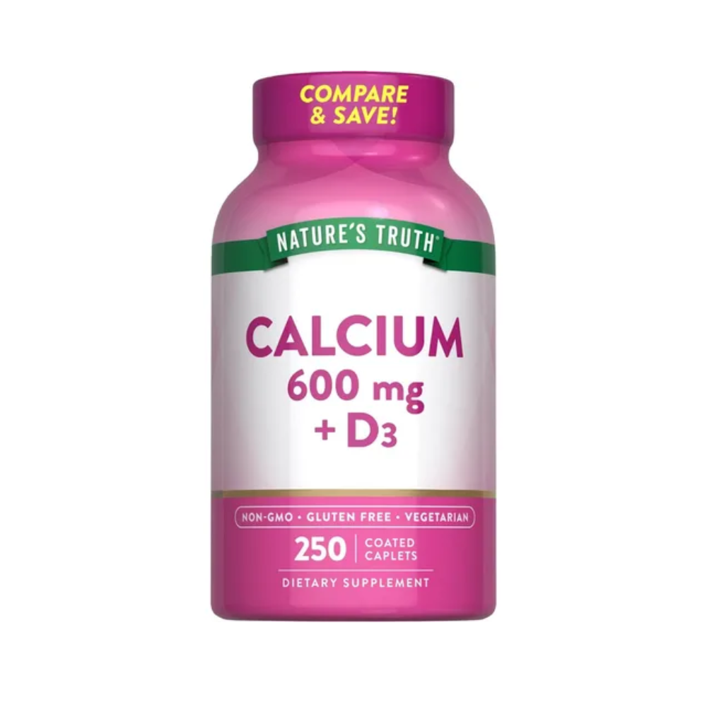 Calcio 600mg + Vitamina D3 – Nature's Truth 250 cápsulas