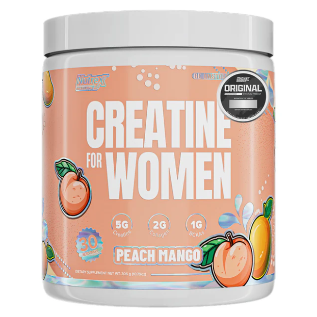Creatina para mujer Nutrex en envase de 300 g, suplemento de creatina para mejorar rendimiento y fuerza muscular.