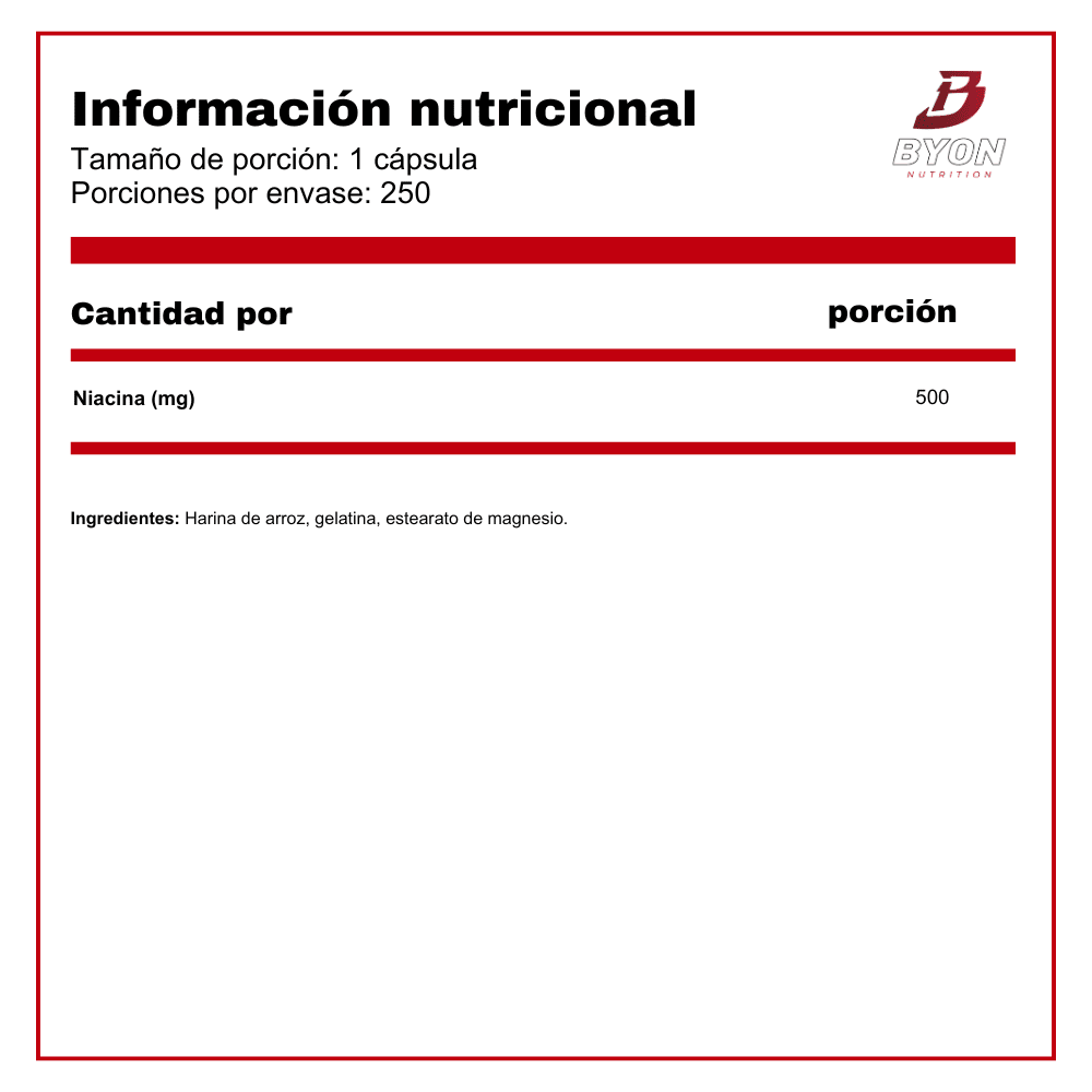 Niacin 500 mg 250 cápsulas Vitaminas y Salud Swanson