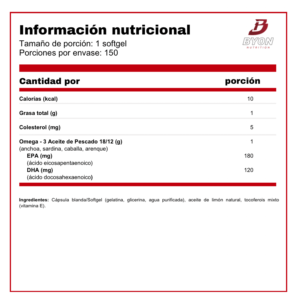 Omega 3 Fish Oil 150 softgels - Byon Nutrition