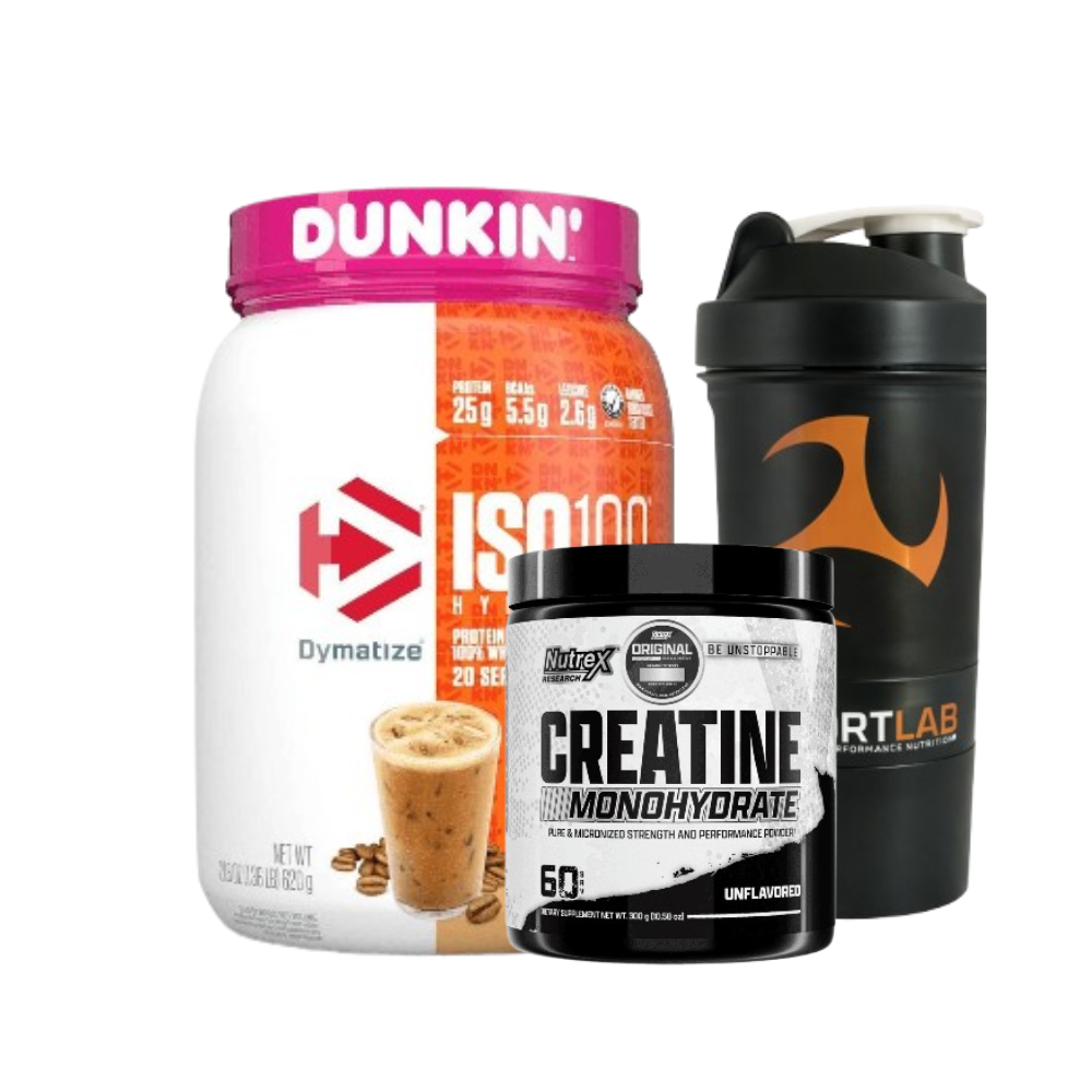 Iso 100 Mini Dunkin + Creatina Nutrex + Shaker de regalo