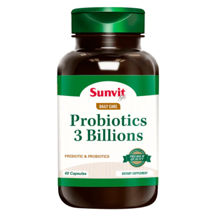 Probióticos Sunvit Life 3 Billones en cápsulas, suplemento de vitaminas y salud, 60 unidades en envase.
