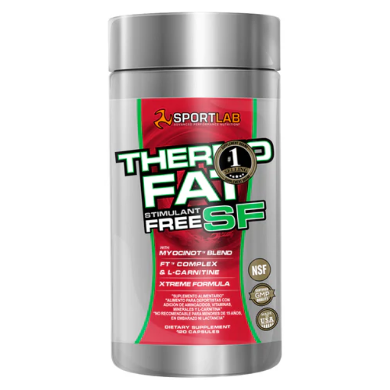 Frasco de Thermo Fat SF de Sportlab con 120 cápsulas.