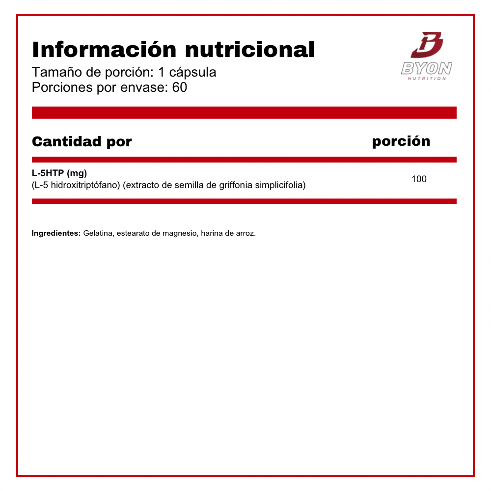 Ultra 5-HTP 100 mg 60 cápsulas - Byon Nutrition