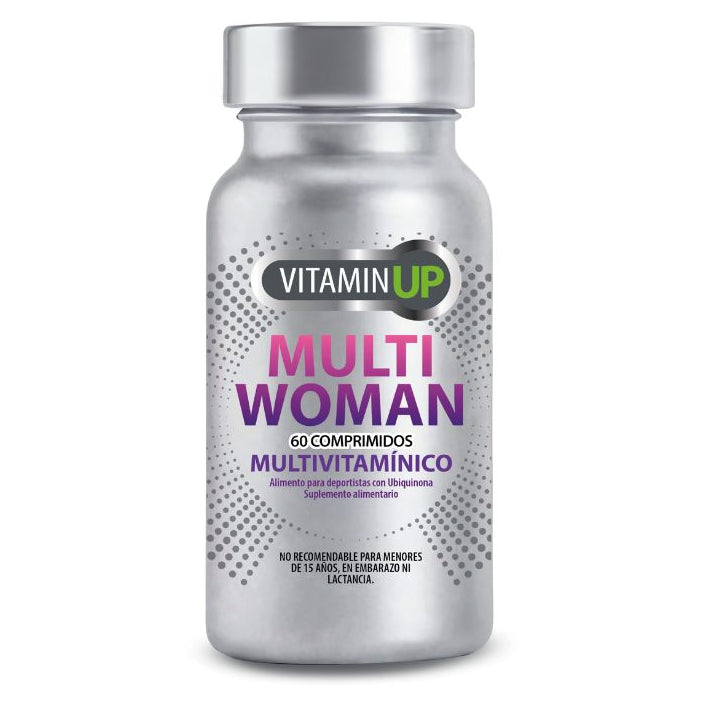 Vitamin UP MultiWoman Newscience en frasco de 60 comprimidos.