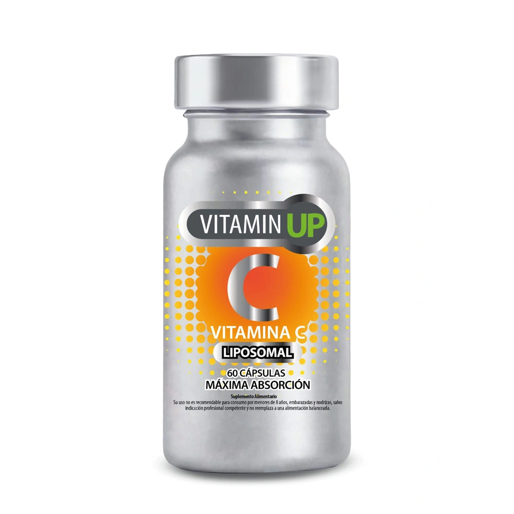 Frasco de Vitamina C Liposomal Vitamin UP de Newscience, presentación de 60 cápsulas.