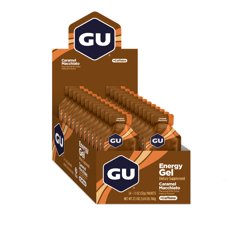Gel energético GU con cafeína, caja de 24 unidades, snack de endurance con carbohidratos para rendimiento deportivo