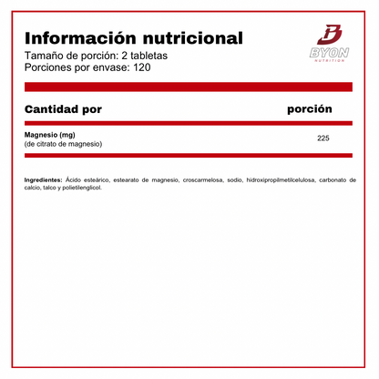 Magnesio Citrate 112.5 mg 240 tabletas