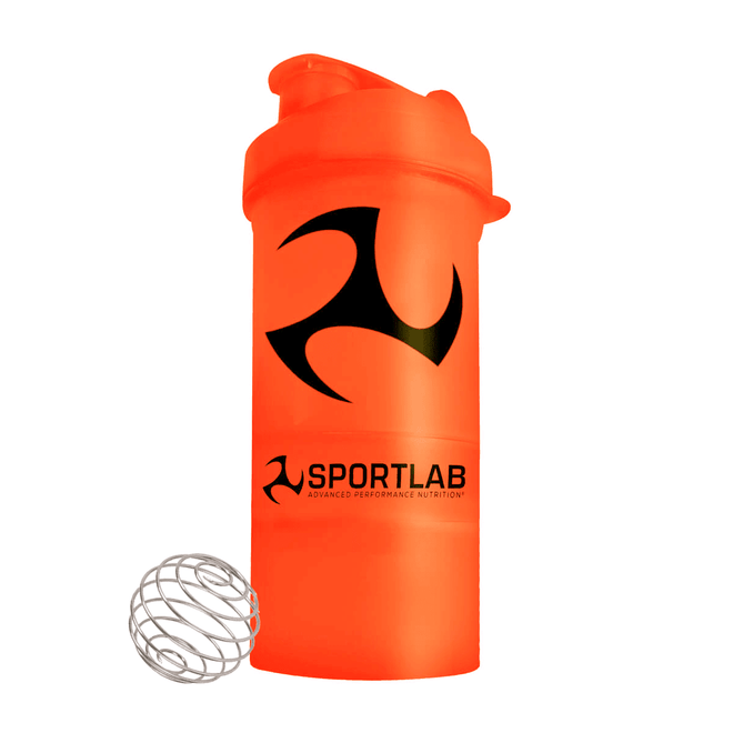 Vaso mezclador 3 en 1 Sportlab de acero inoxidable, capacidad de 400 ml, ideal para deportes y entrenamiento.