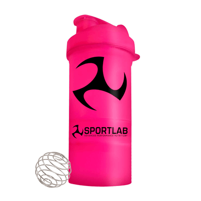 Botella mezcladora rosa Sportlab 3 en 1 con bola de acero inoxidable y capacidad de 400 ml para deportes y entrenamiento