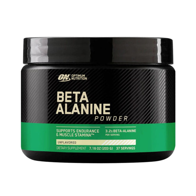 Beta Alanina en polvo de 203 g de Optimum Nutrition, suplemento pre-entrenamiento para resistencia muscular.