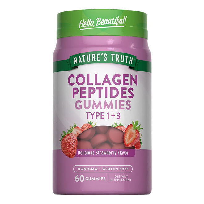 Envase de gomitas de colágeno tipo 1 y 3 de Nature's Truth con 60 gomitas.