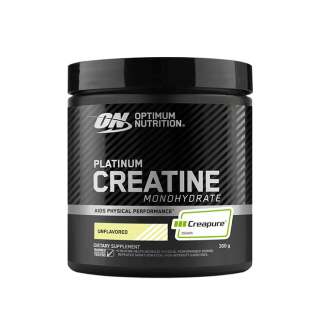 Creatina Creapure de Optimum Nutrition en envase de 300g, suplemento de creatina pura para mejorar rendimiento deportivo.