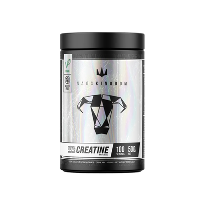 Envase de White Bull Creatina 500 g Naos Kingdom, creatina monohidratada sin sabor.