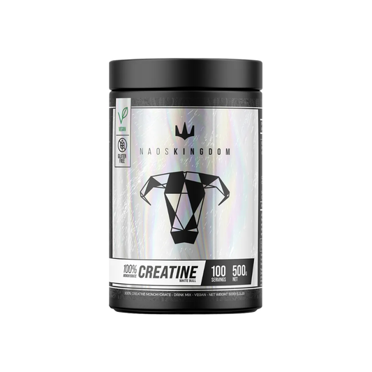 Envase de White Bull Creatina 500 g Naos Kingdom, creatina monohidratada sin sabor.