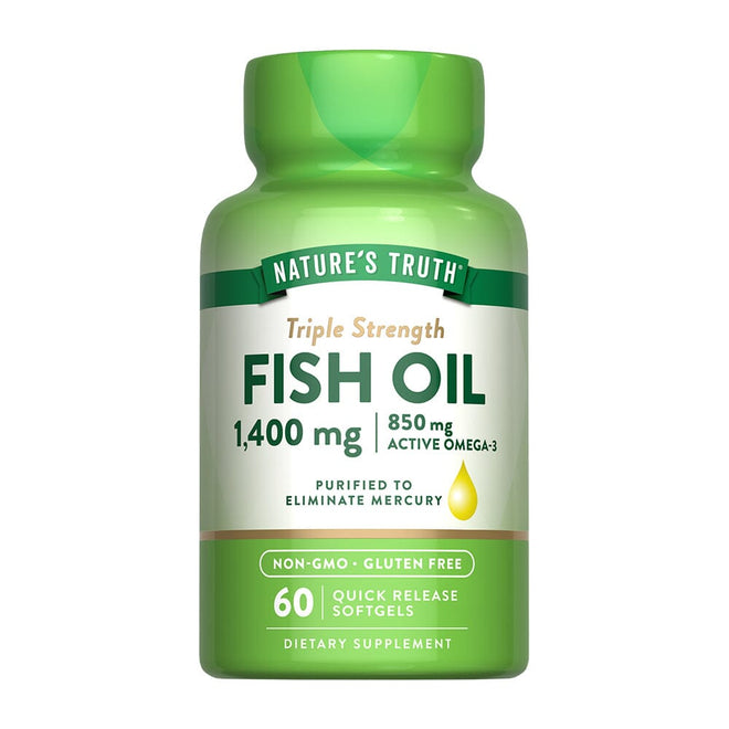 Aceite de pescado Omega-3 1400 mg en 60 softgels de Nature's Truth, suplemento de vitaminas y salud con cápsulas de aceite de pescado