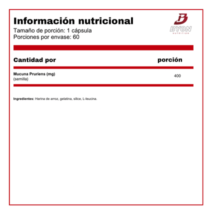Capsulas de Mucuna Pruriens de espectro completo 400 mg, suplemento pro-hormonal de la marca Swanson en frascos de 60 cápsulas