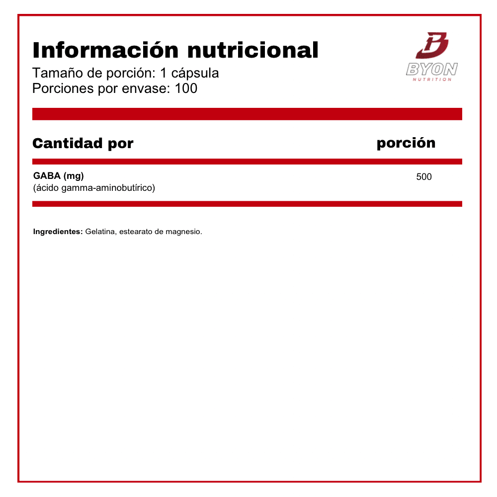 Gaba 500 mg 100 cápsulas - Byon Nutrition
