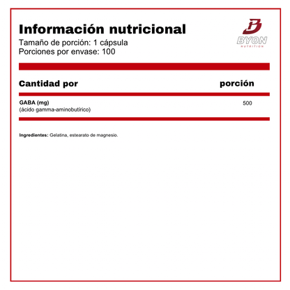 Gaba 500 mg 100 cápsulas - Byon Nutrition