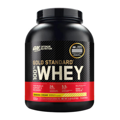 Gold Standard 100% Whey de Optimum Nutrition, envase de 5 lb sabor Banana