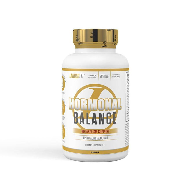 Frasco de Hormonal Balance de Landerfit con 90 cápsulas.