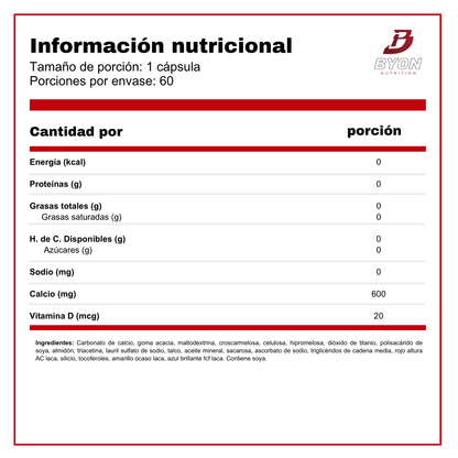 Calcio 600mg + Vitamina D3 – Nature's Truth 250 cápsulas