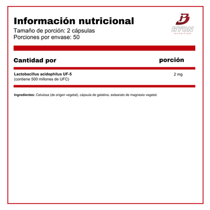 Probiótico Acidophilus 500 Million CFU 100 cápsulas