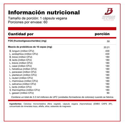 Probioticos Ultimate 16 Dr Sthepen 60 cápsulas - Byon Nutrition