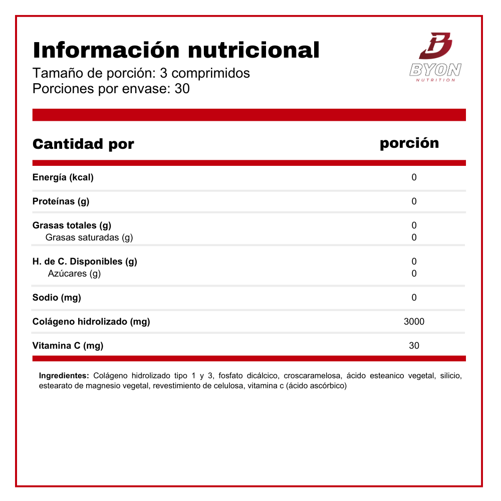 Ultra Colageno 3000mg  Tipo I & III con Vitamina C - 90 caps