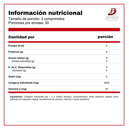 Ultra Colageno 3000mg  Tipo I & III con Vitamina C - 90 caps