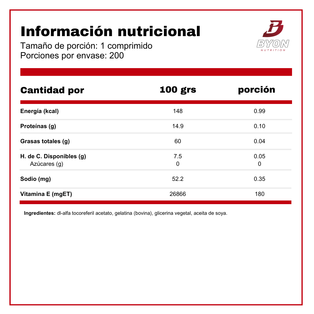 Vitamina E 400IU - 200 cápsulas
