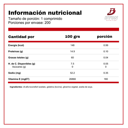 Vitamina E 400IU - 200 cápsulas