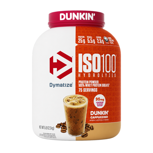 ISO 100 de Dymatize edición Dunkin, envase de 5 lb sabor Dunkin Cappuccino