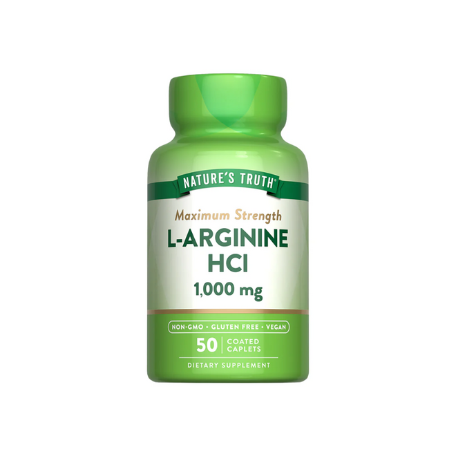 Aminoácido L-Arginina HCI de Nature's Truth, frasco con cápsulas de 1000 mg, suplemento de aminoácidos para la salud.