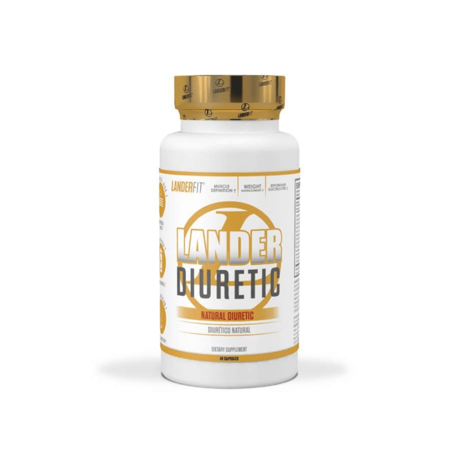 Frasco de Lander Diuretic de Landerfit con cápsulas.