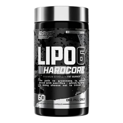 Frasco Lipo-6 Black Hardcore Nutrex 60 cápsulas; termogénico para energía y definición.