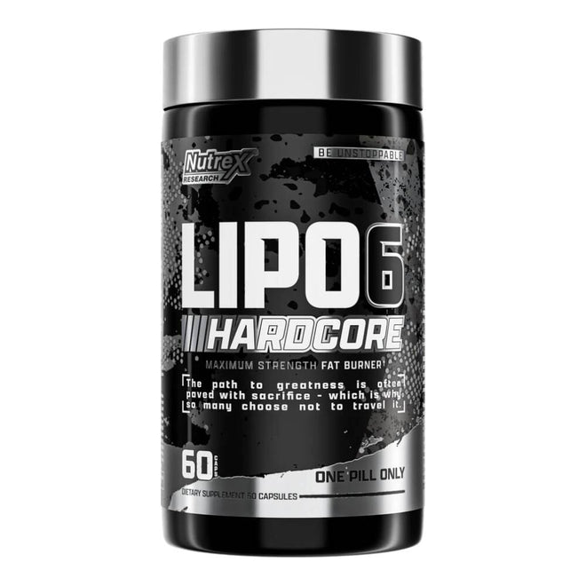 Caja de Lipo-6 Black Hardcore de Nutrex con 60 cápsulas.
