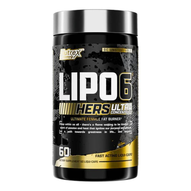Caja de Lipo 6 Black Hers Ultra de Nutrex con 60 cápsulas.