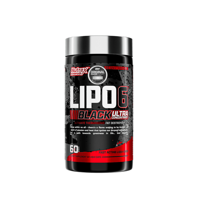 Caja de Lipo 6 Black Ultra de Nutrex con 60 cápsulas.