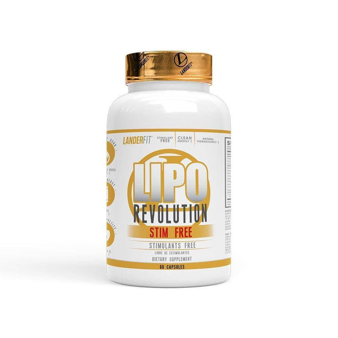 Frasco de Lipo Revolution Stim Free de Landerfit con 60 cápsulas, sin estimulantes.