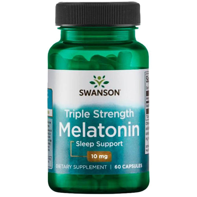 Cajas de Melatonina de Swanson con 60 cápsulas, 10 mg por cápsula.
