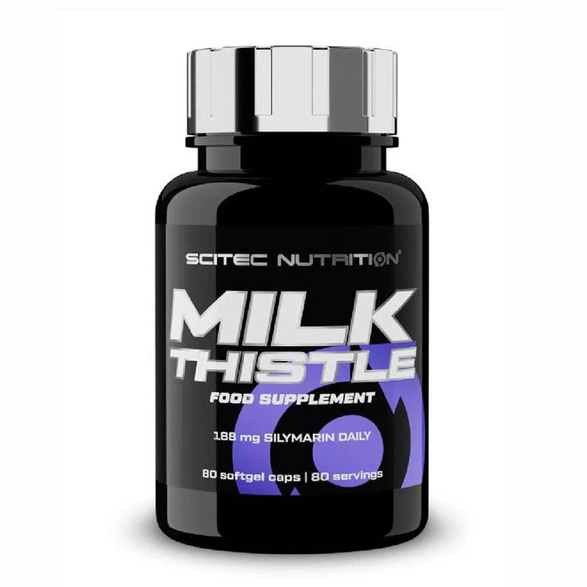 Envase de Milk Thistle Protector de Scitec Nutrition con 80 cápsulas de cardo mariano.