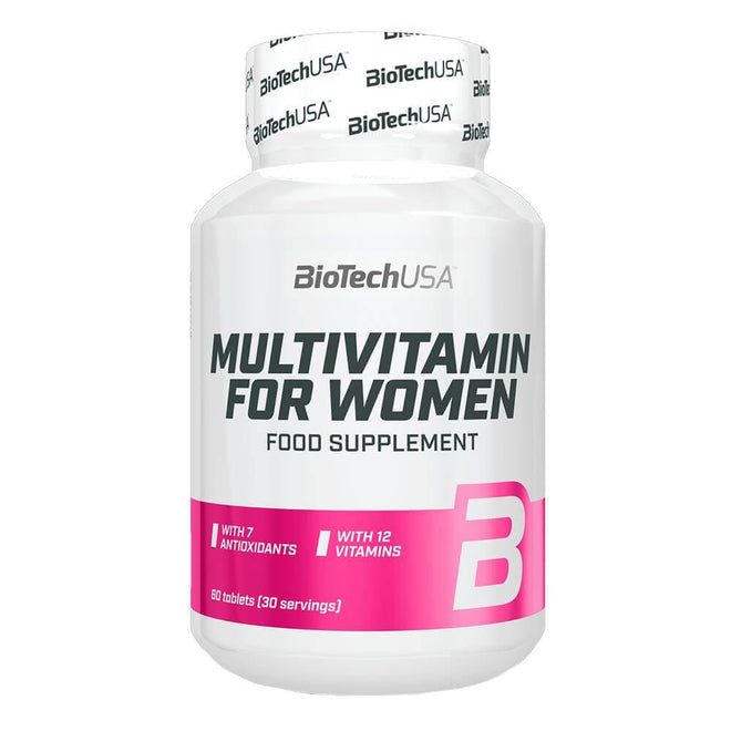 Suplemento multivitamínico para mujer de 60 tabletas de BiotechUSA, vitaminas y salud para el bienestar femenino.