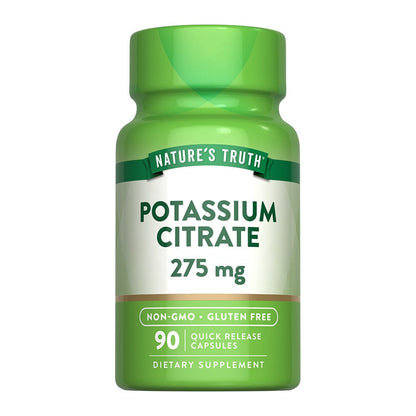 Frasco Nature’s Truth Citrato de Potasio 275 mg, 90 cápsulas.