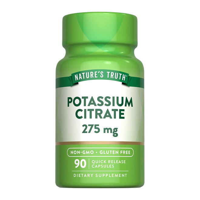 Cápsulas de Citrato de potasio de 275 mg de la marca Nature's Truth en envase de 90 cápsulas, suplemento de vitaminas y salud