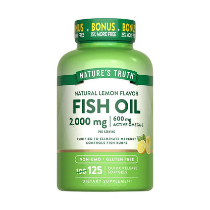 Frasco Nature’s Truth Aceite de Pescado 2000 mg 125 softgels sabor limón