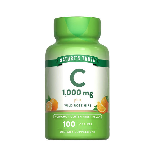Cápsulas de Vitamina C 1000 mg con rosa mosqueta de Nature's Truth, envase de 100 cápsulas.