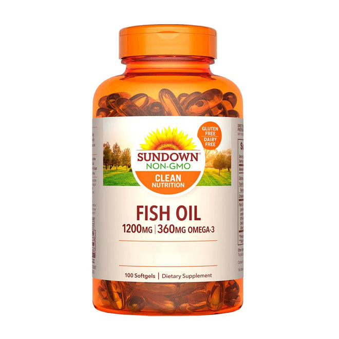 Suplemento de Omega 3 Extra Fish Oil 1200 mg en 100 softgels de Sundown Naturals, vitaminas y salud, cápsulas de aceite de pescado