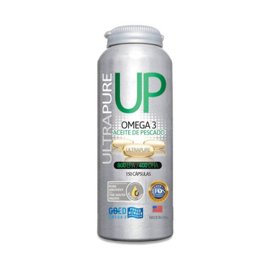Suplemento de Omega 3 Omega Up UltraPure de New Science en 150 cápsulas blandas, vitaminas y salud.